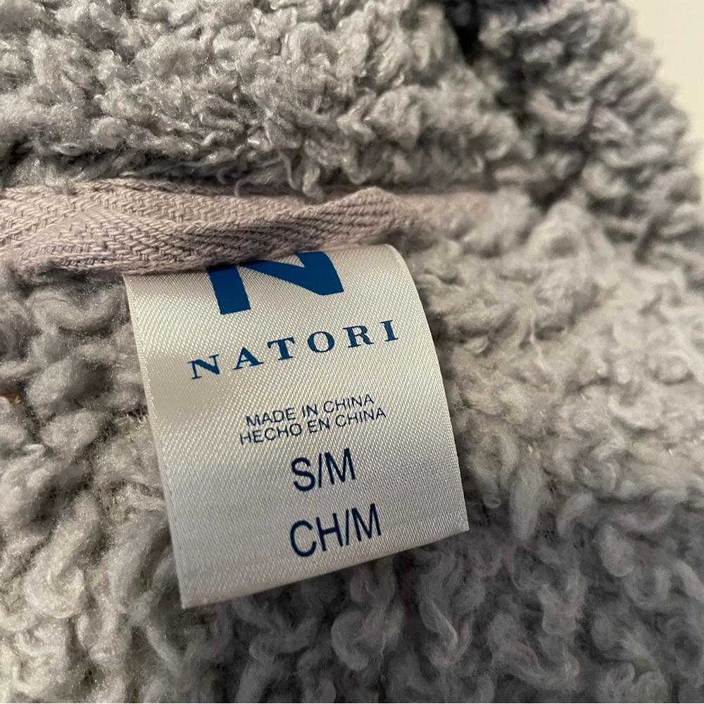 Natori Grey Plush Fleece Sherpa Belted Robe Size S/M Shawl Collar Loungewear - Picture 5 of 5